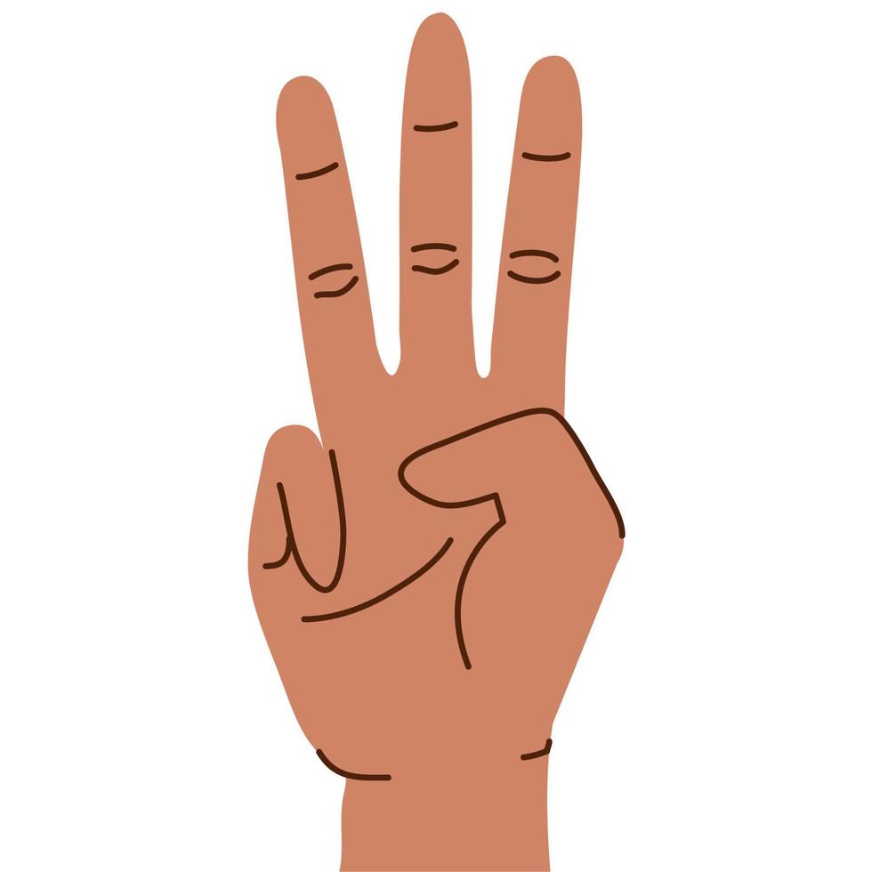 three hand human gesture vector