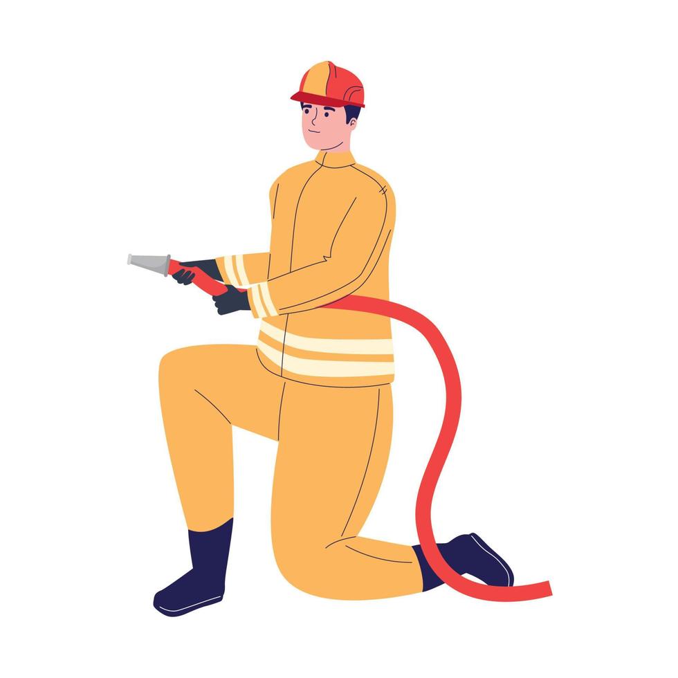 Fireman with red hose vector