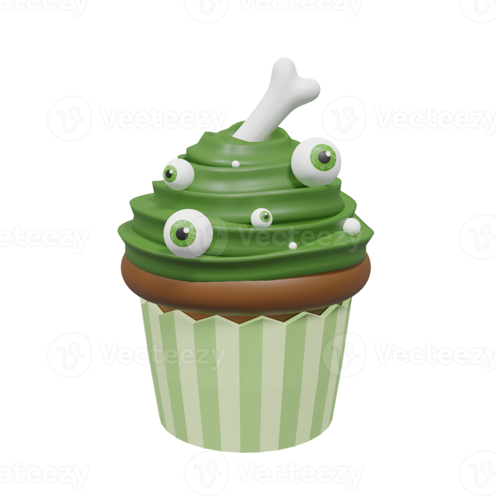 3D Spooky Cupcake for Halloween png