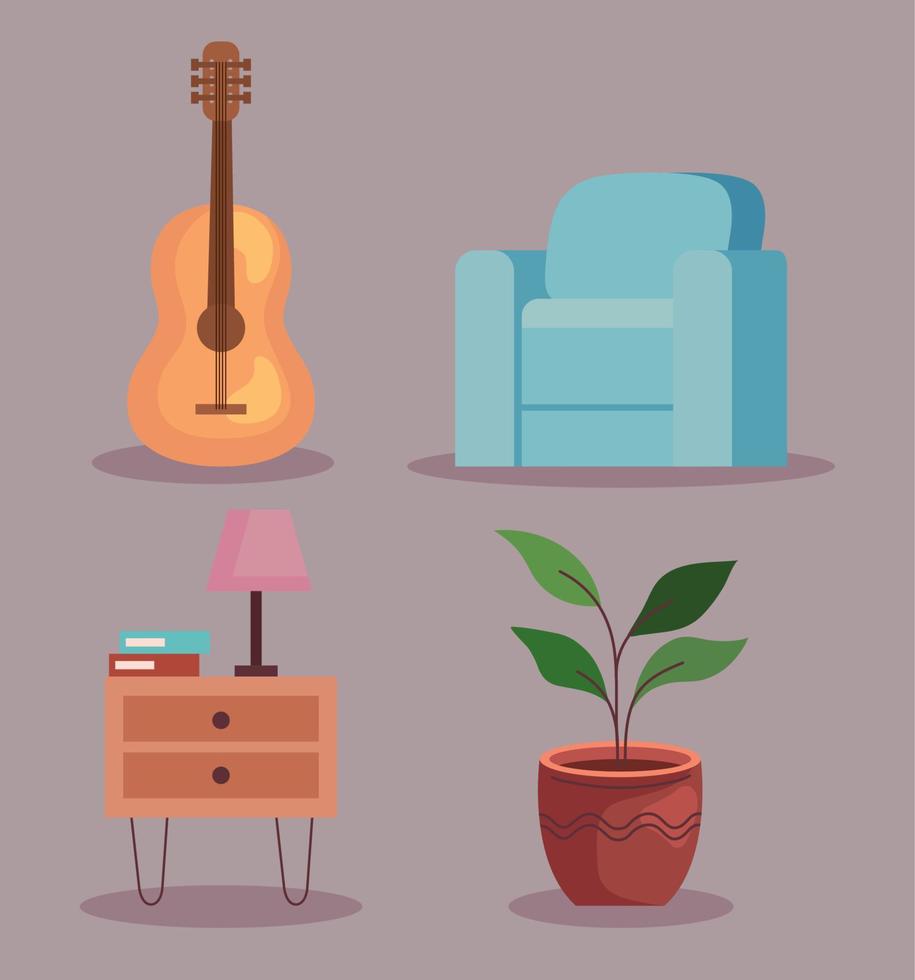 iconos de muebles de casa vector