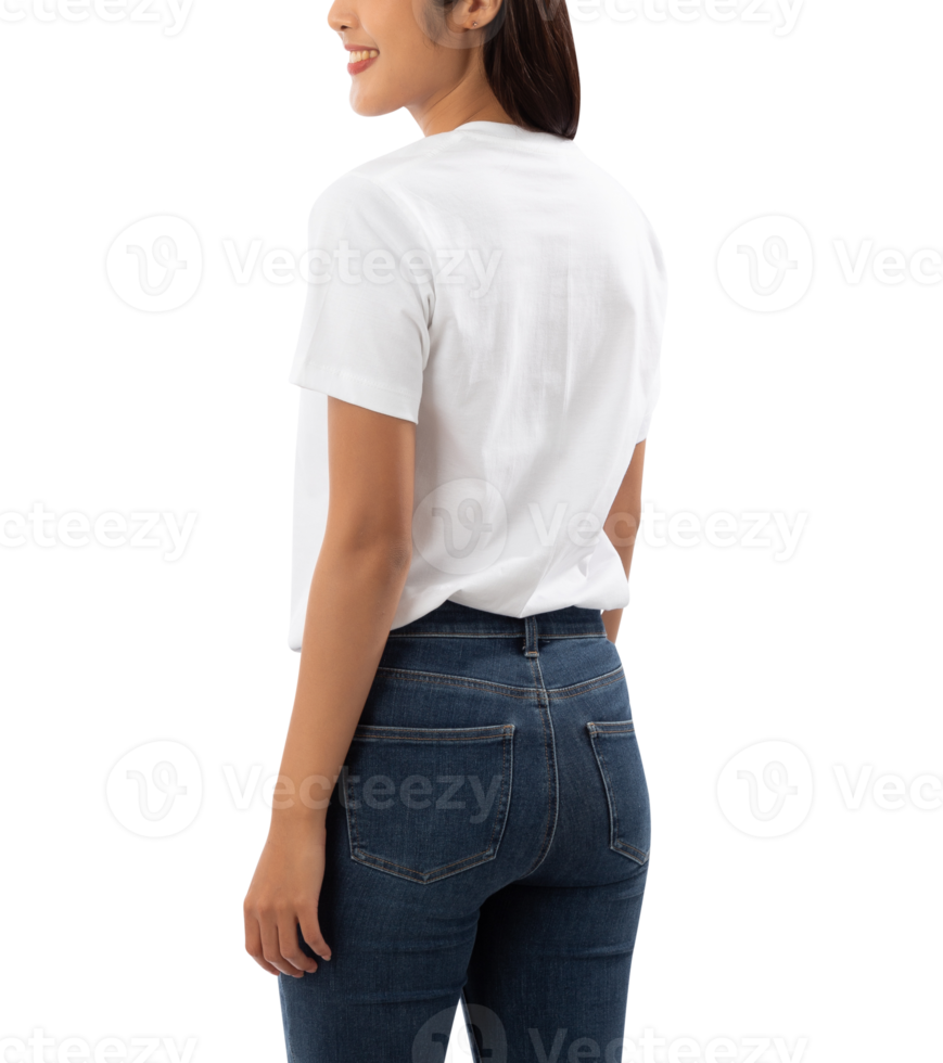 junge frau im weißen t-shirt-modellausschnitt, png-datei png