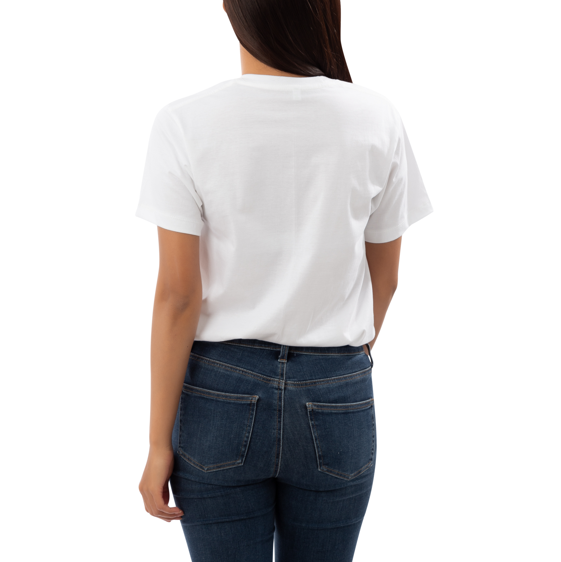 Young woman in white T shirt mockup cutout, Png file 12487202 PNG