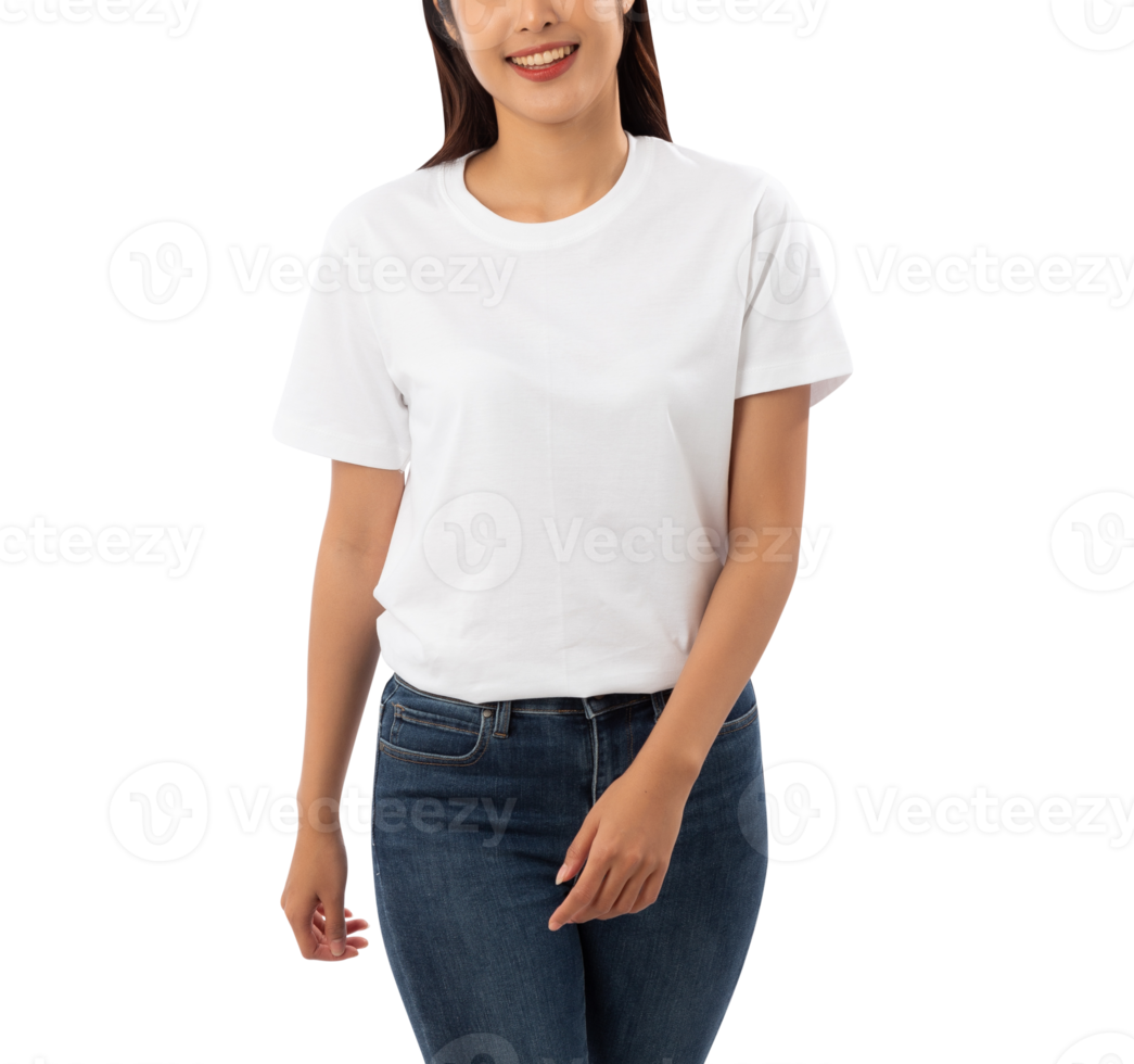 junge frau im weißen t-shirt-modellausschnitt, png-datei png