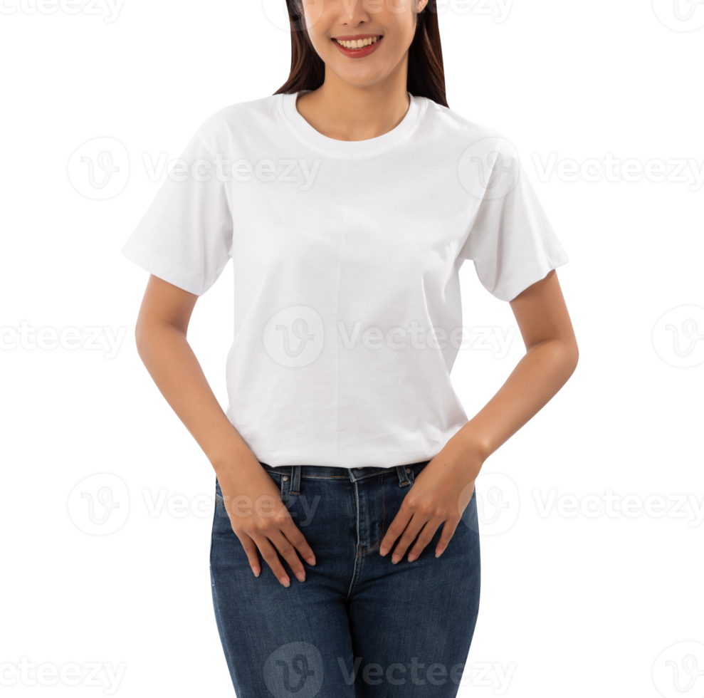 junge frau im weißen t-shirt-modellausschnitt, png-datei png