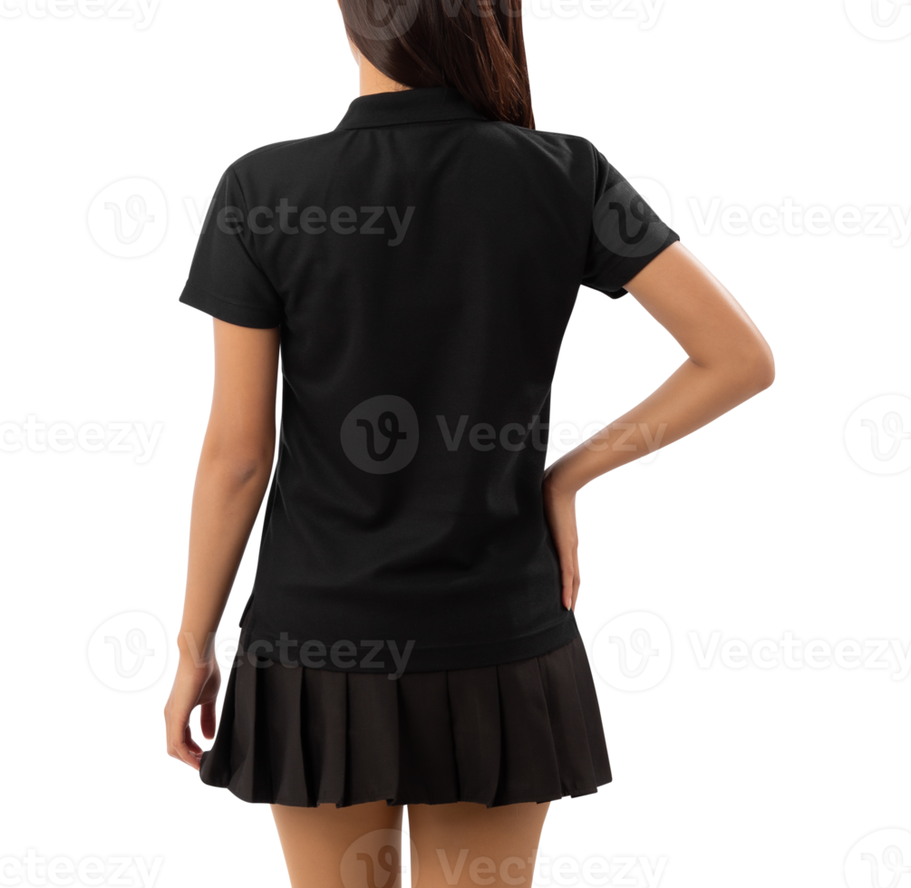 ung kvinna i svart polo skjorta attrapp Skära ut, png fil