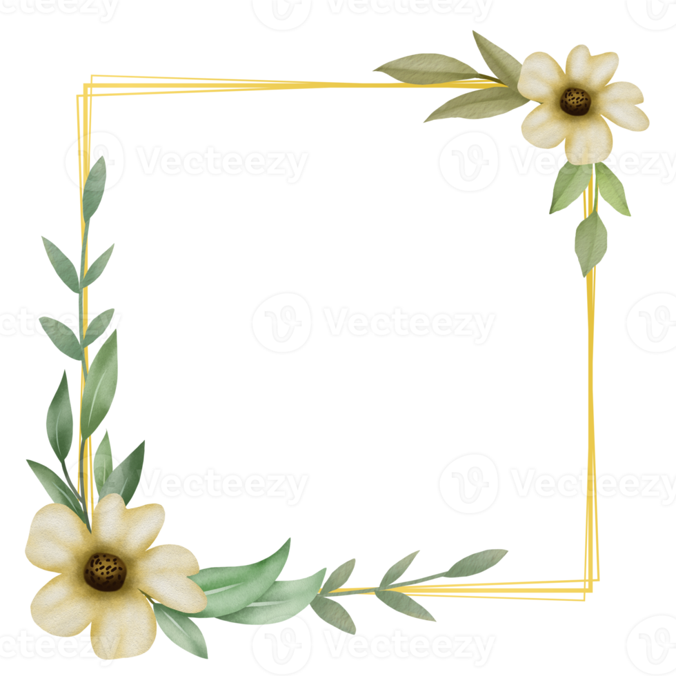 acquerello le foglie e fiore mazzo ghirlanda telaio digitale pittura o acquerello floreale telaio png