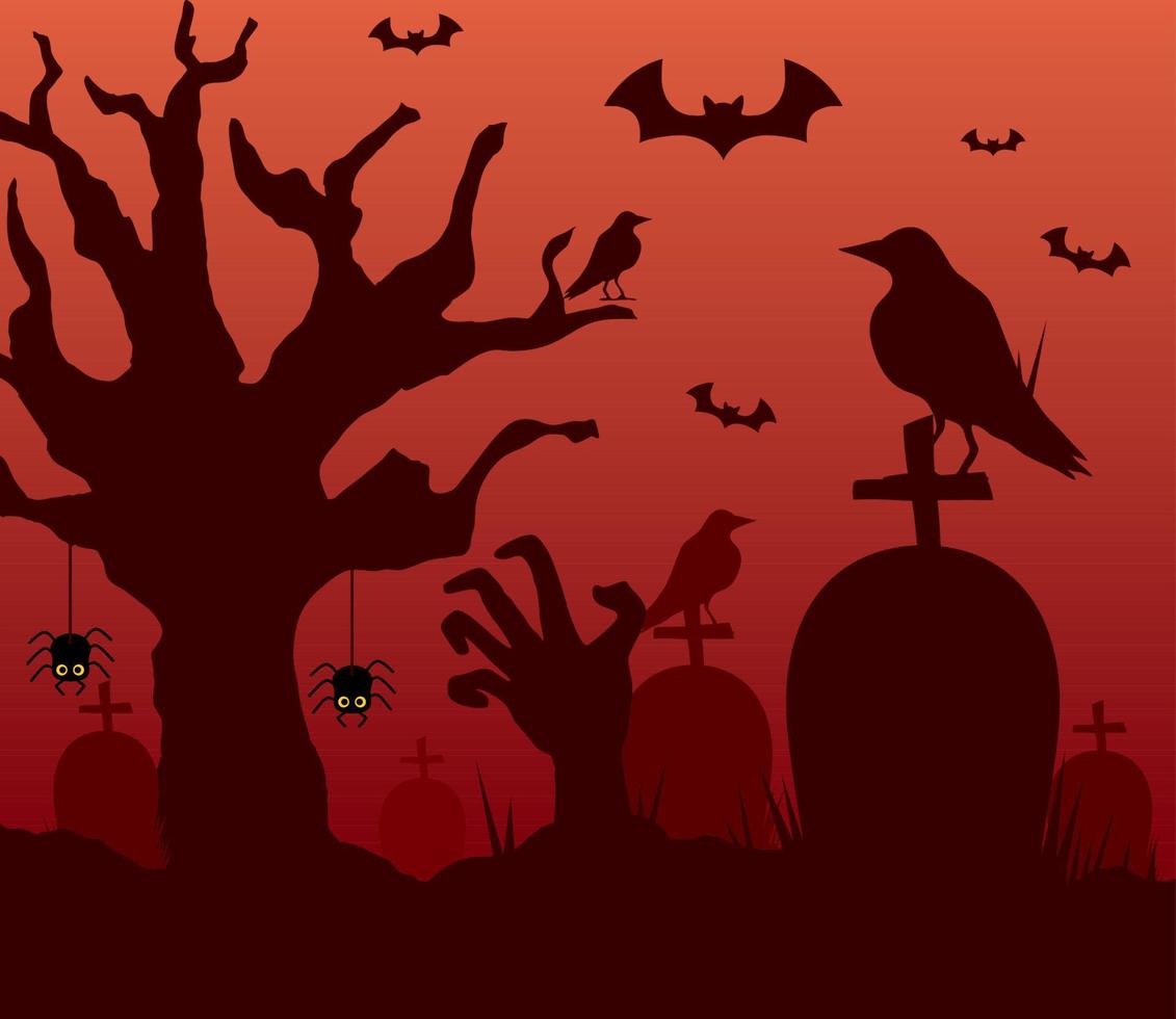 cuervos y murciélagos en el cementerio vector