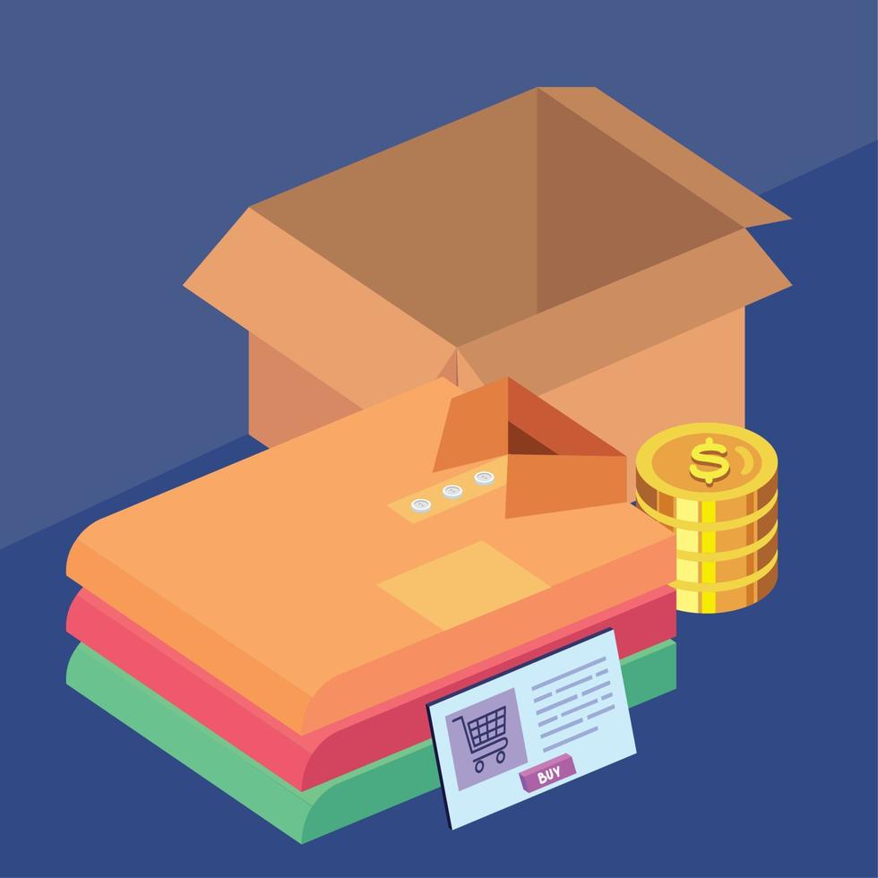 clothes in box flea market vector