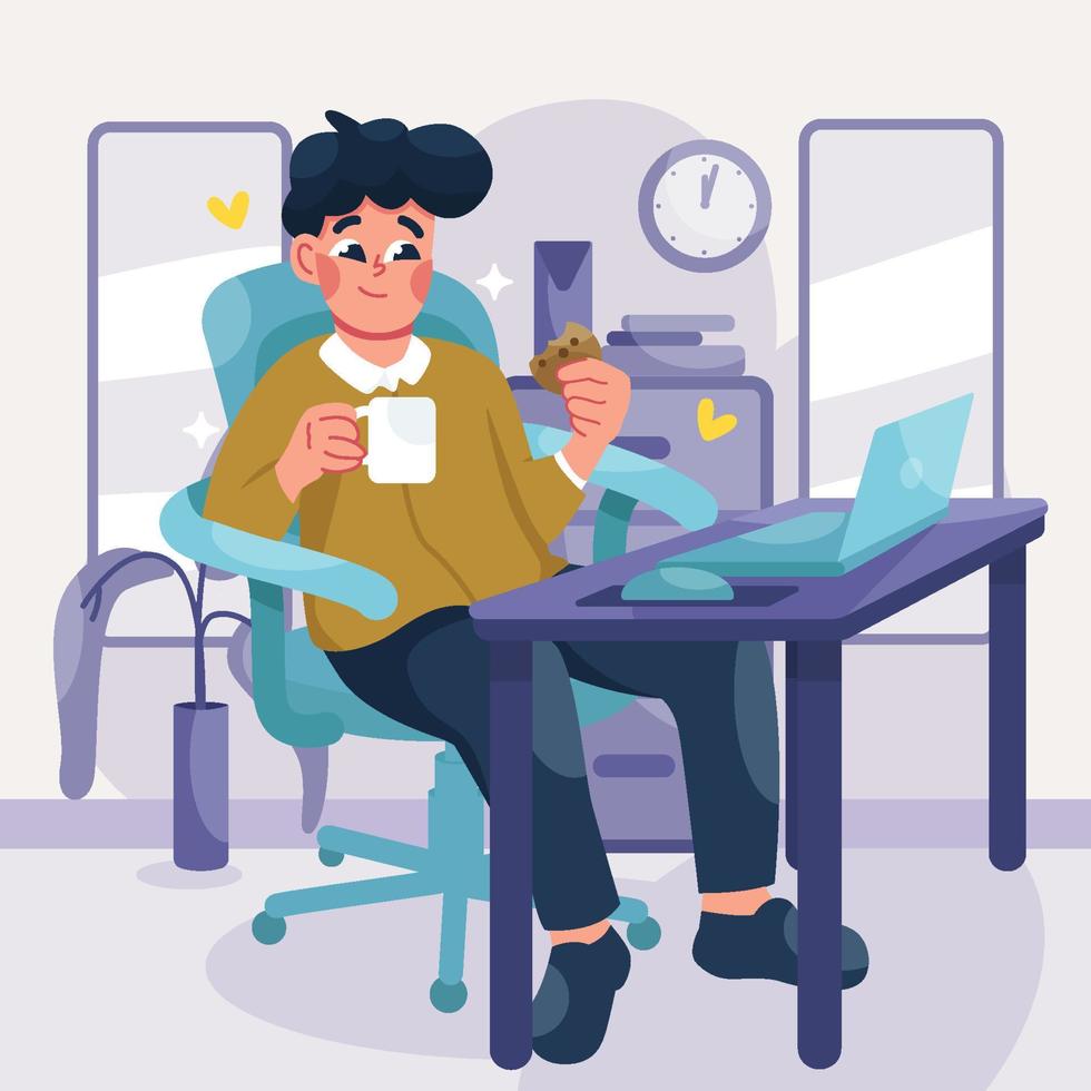 Employee Take A Break in Office vector