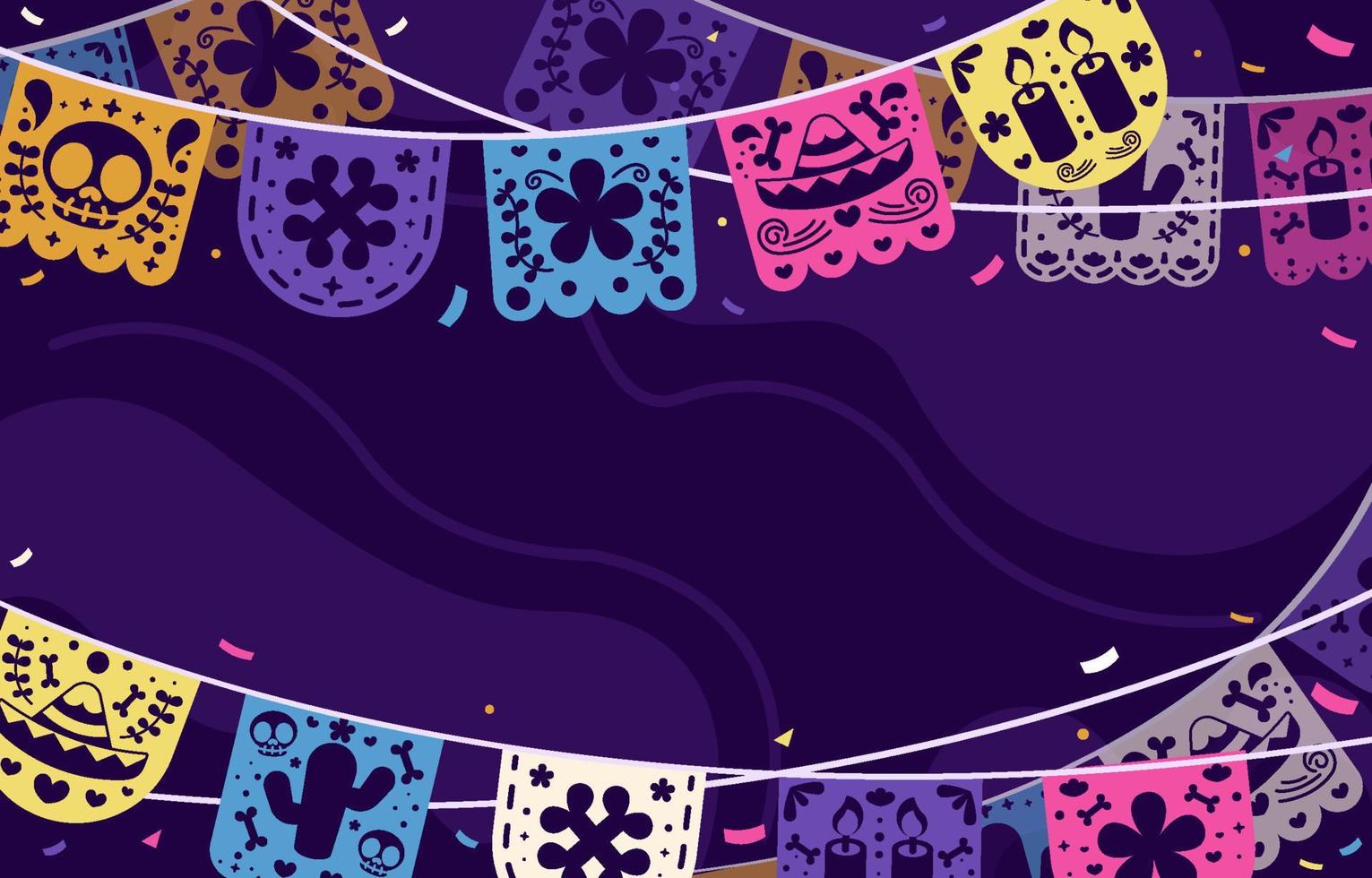 fondo colorido papel picado mexico vector