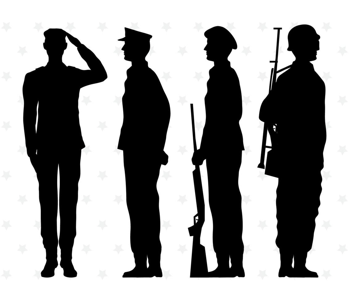 four soldiers silhouettes vector