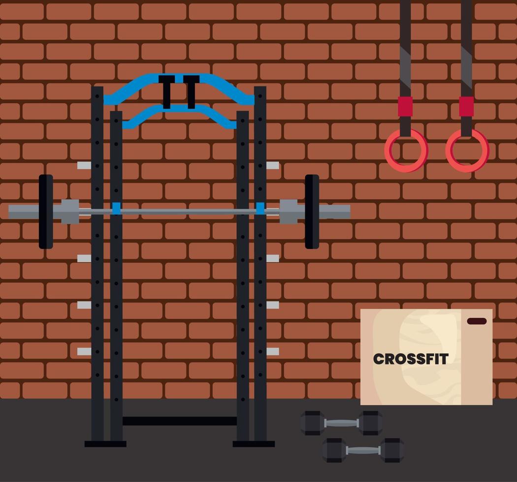 escena de gimnasio crossfit vector