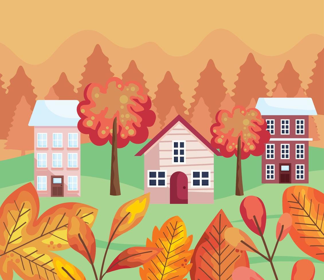 urban autumn scene vector