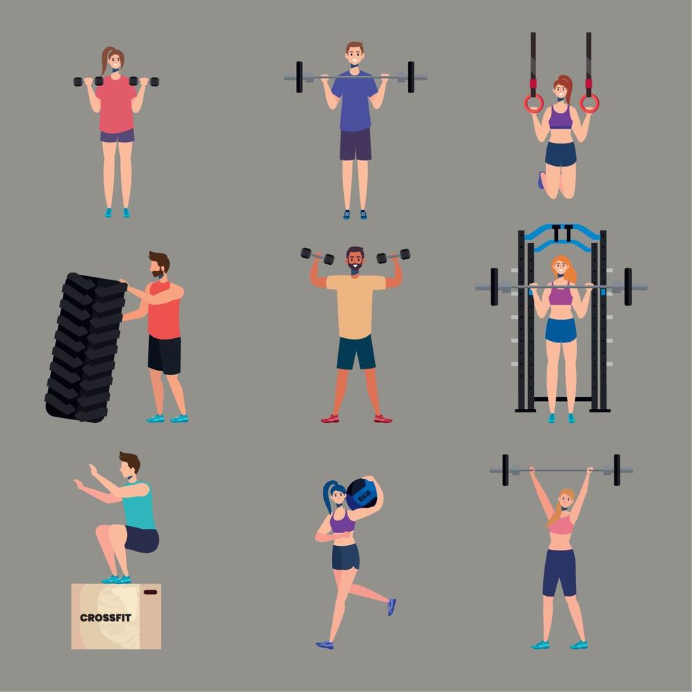 atletas fuertes crossfit vector