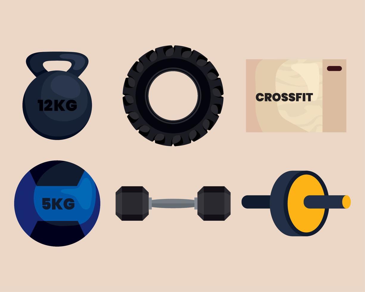 iconos de crossfit set vector