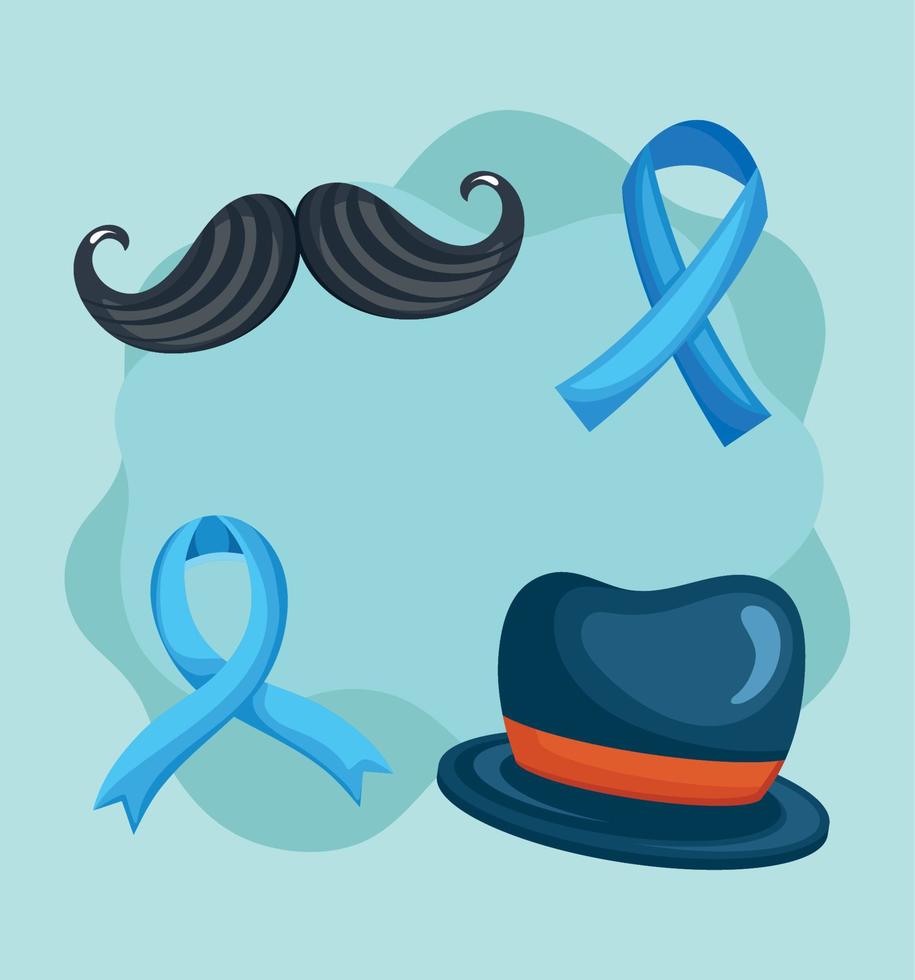 cuatro iconos de campaña movember vector