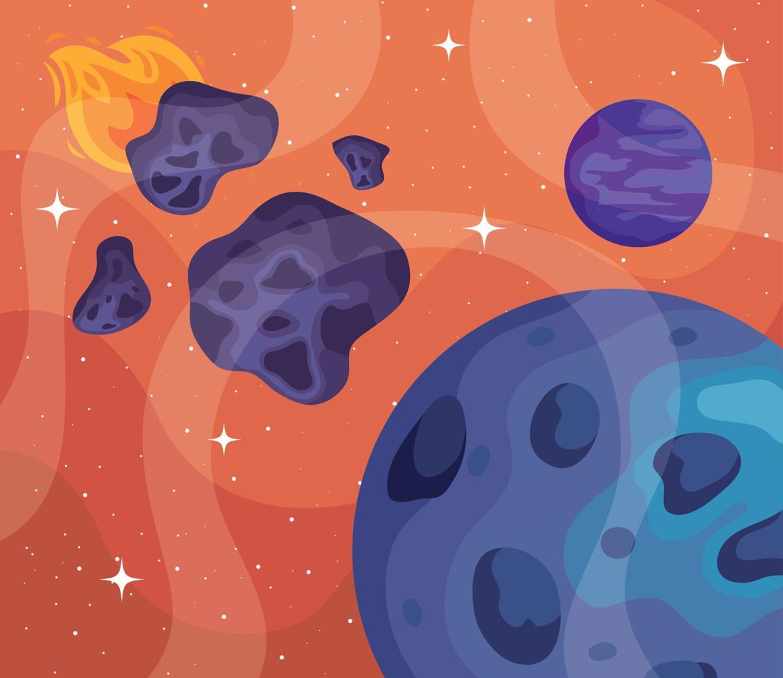 planet and meteorites vector