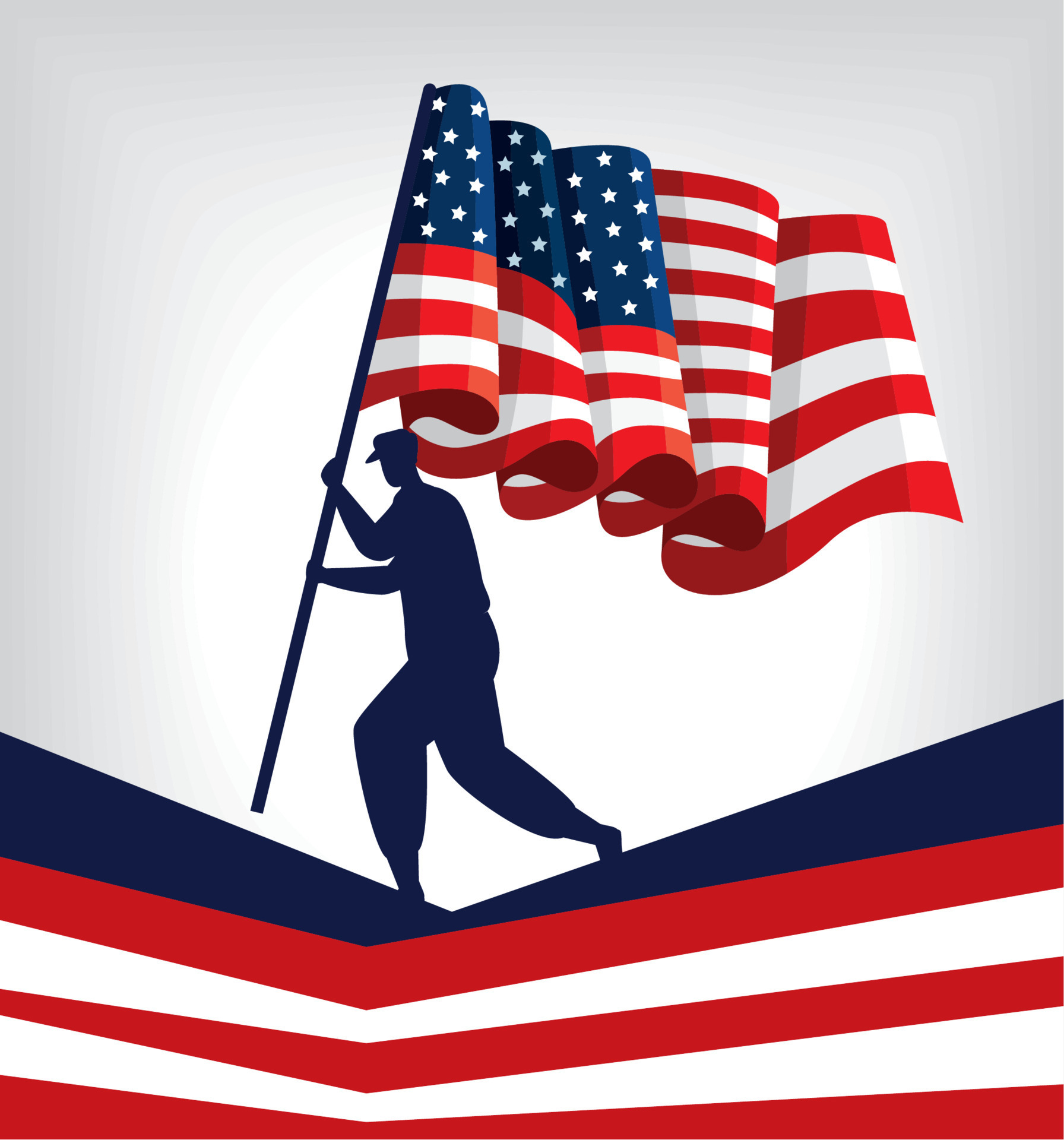 soldier with usa flag 12487752 Vector Art at Vecteezy