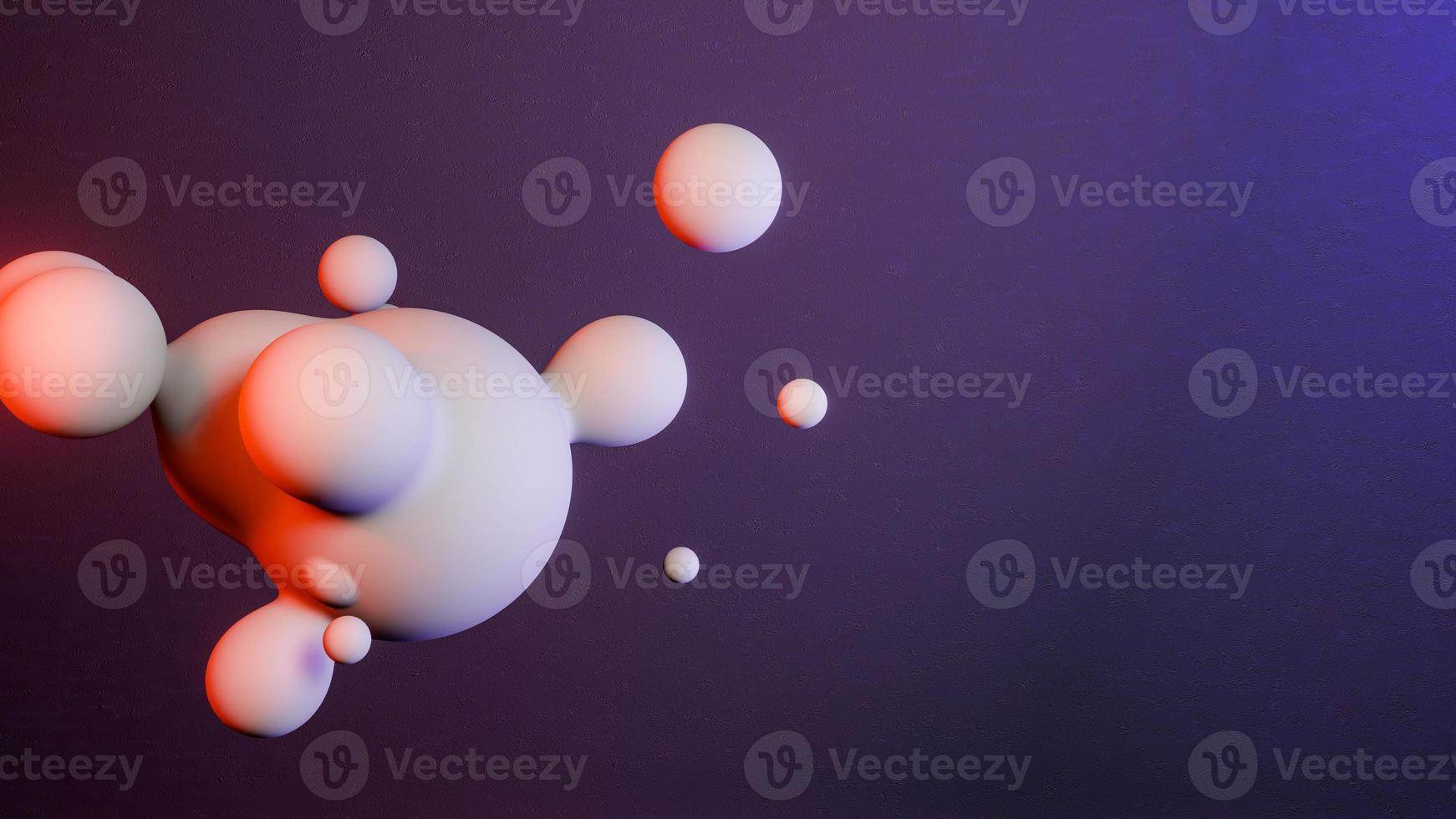 Purple background with group of white 3D balls. 3D render. photo