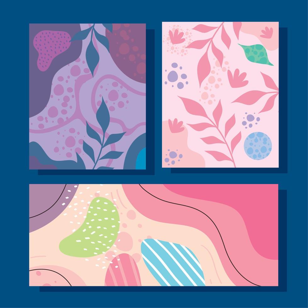 three abstracs organics shapes backgrounds vector