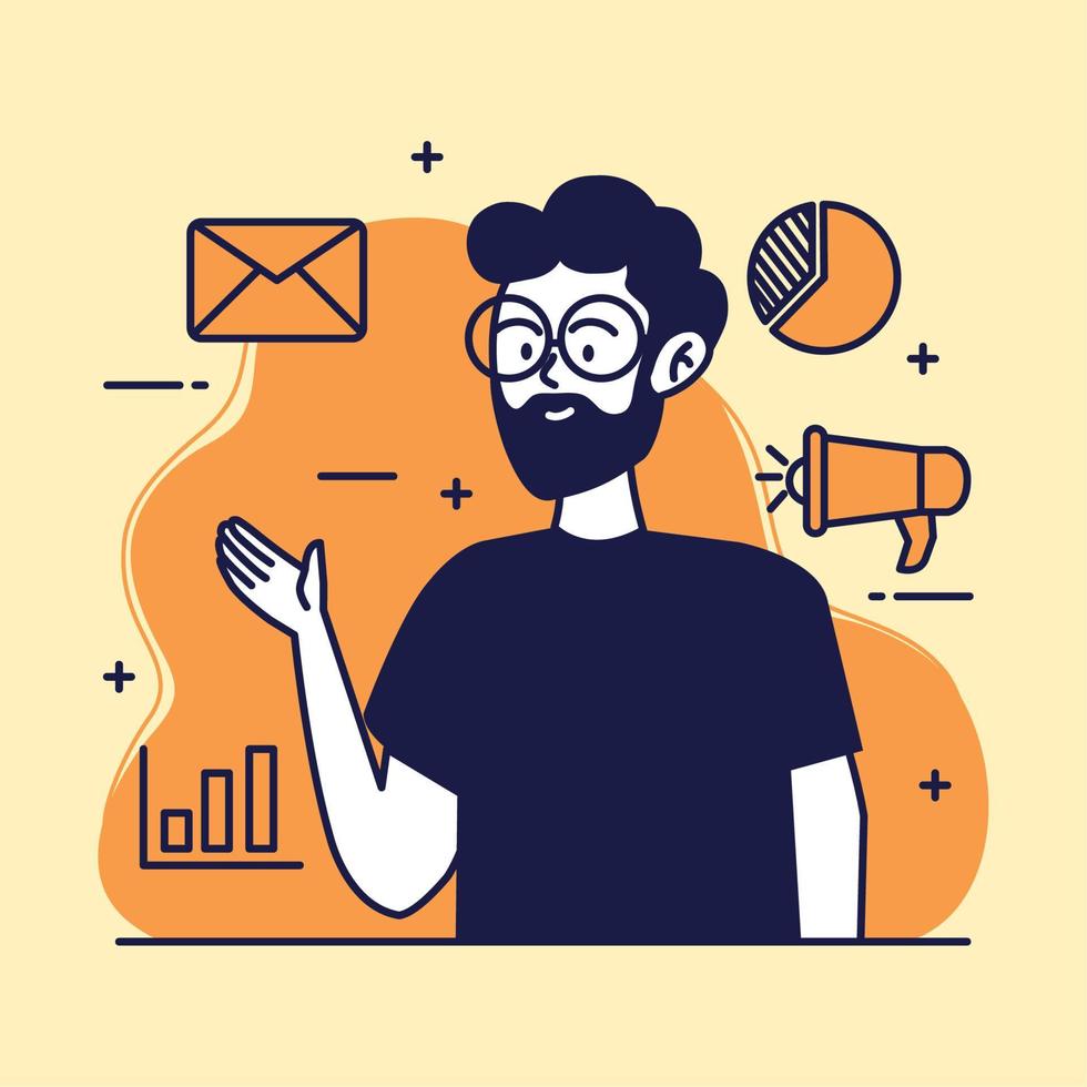 man with marketing tech vector