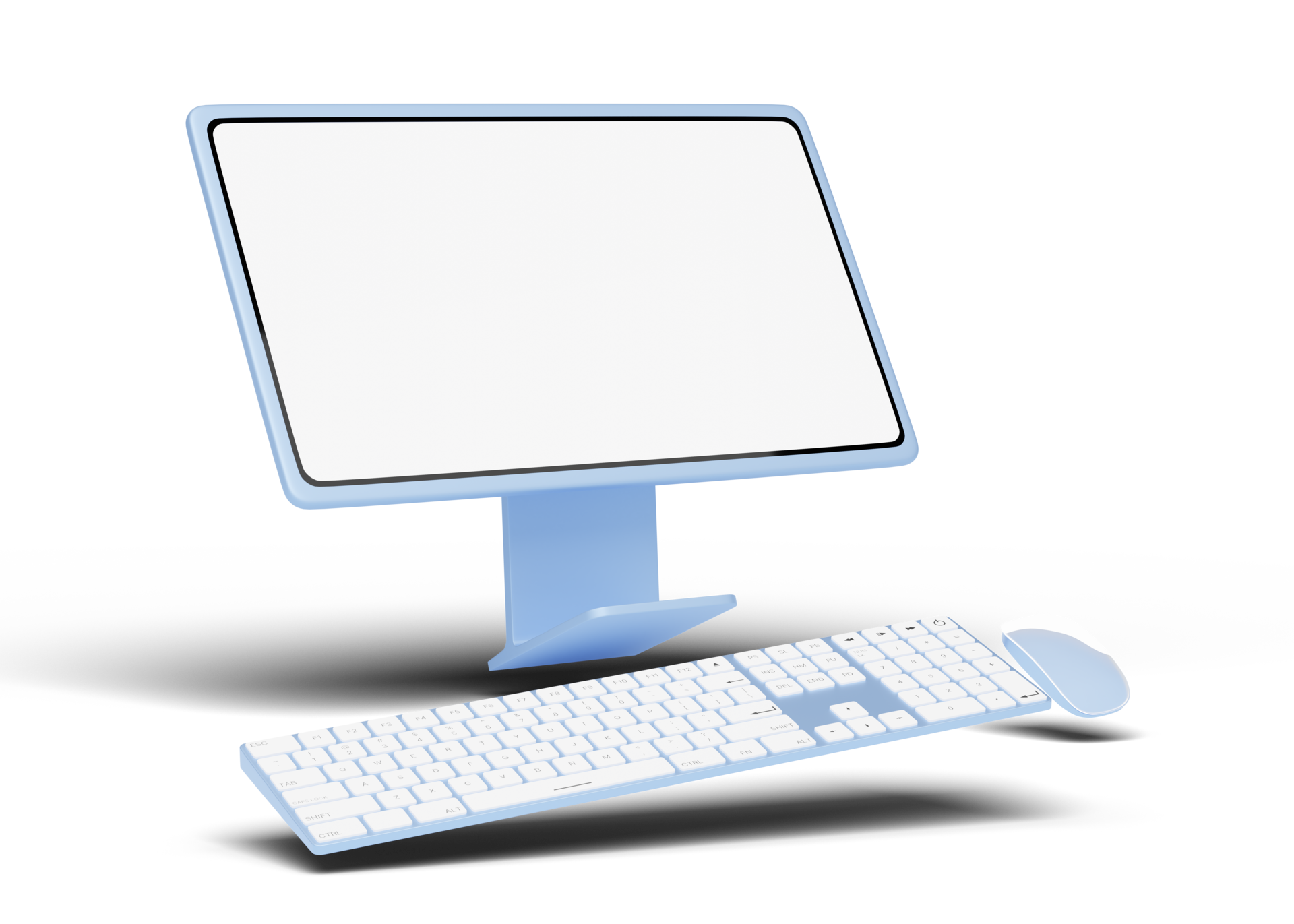 Free Computer monitor with wireless mouse, keyboard float on transparent.  Social media marketing online, e commerce, Website digital store, shop app  concept. Desktop blank white screen. 3d render. 12487871 PNG with  Transparent