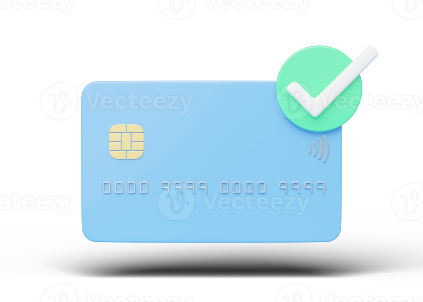 Credit card mockup floating with payment approved isolated on transparent. Mobile banking and Online service. Digital marketing, E commerce. Quick and easy shopping, retail concept. 3d render png