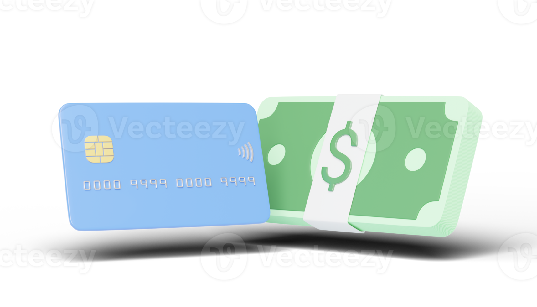 Credit card with Bundles cash floating on transparent. Mobile banking and Online payment service. Borrow money of business. Loan approval. Bonus cash back and refund. Cashback icon 3d render. png