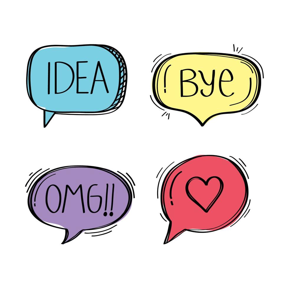 speech bubbles with social media doodle style icons vector