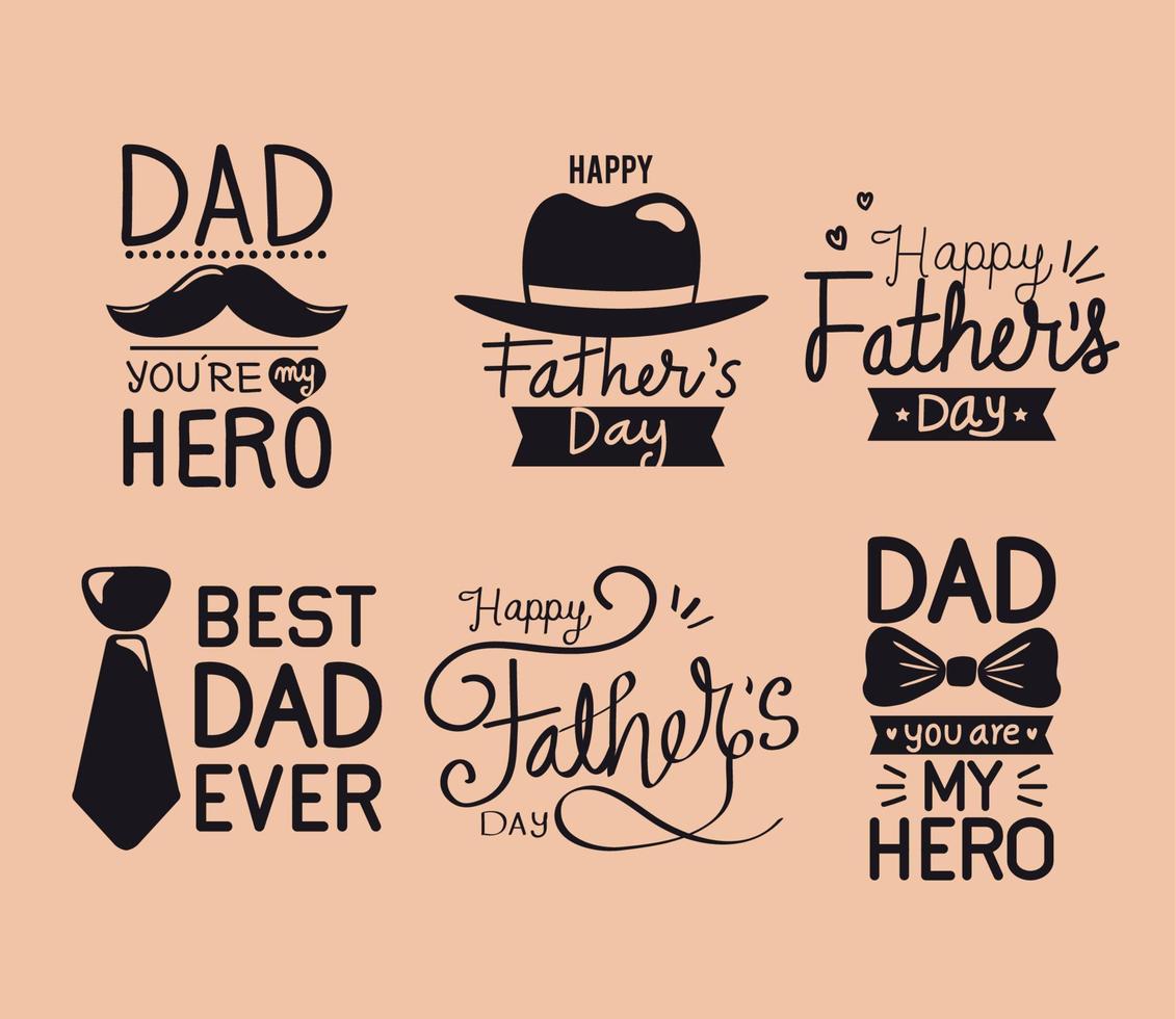 six fathers days messages vector