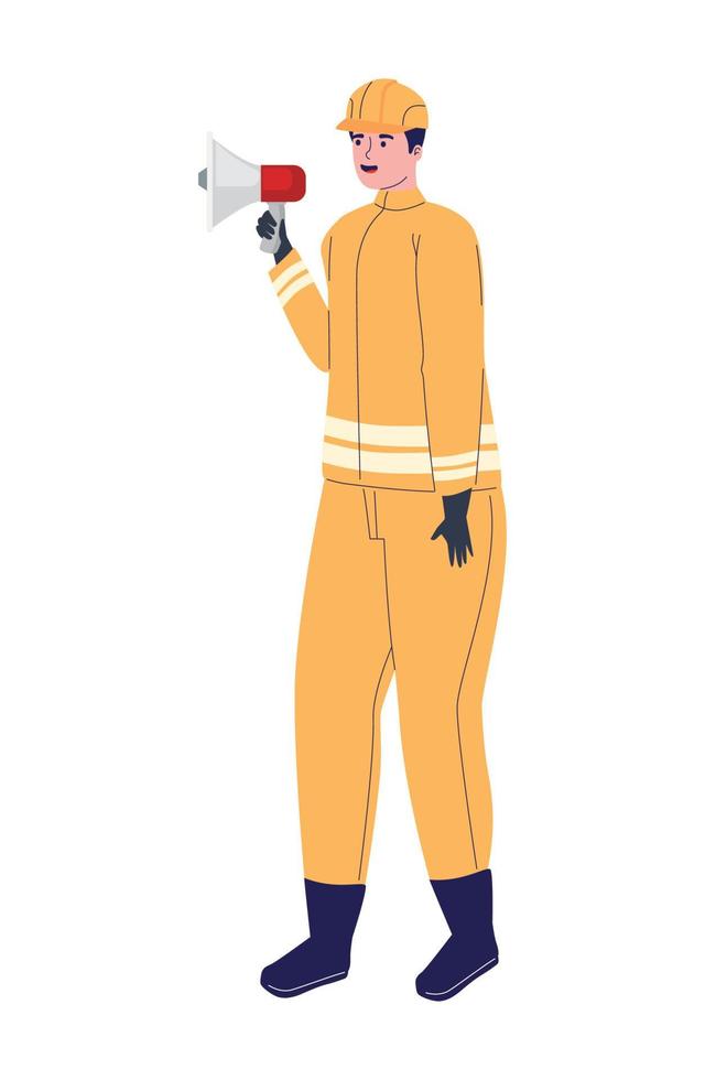 bombero con megáfono vector
