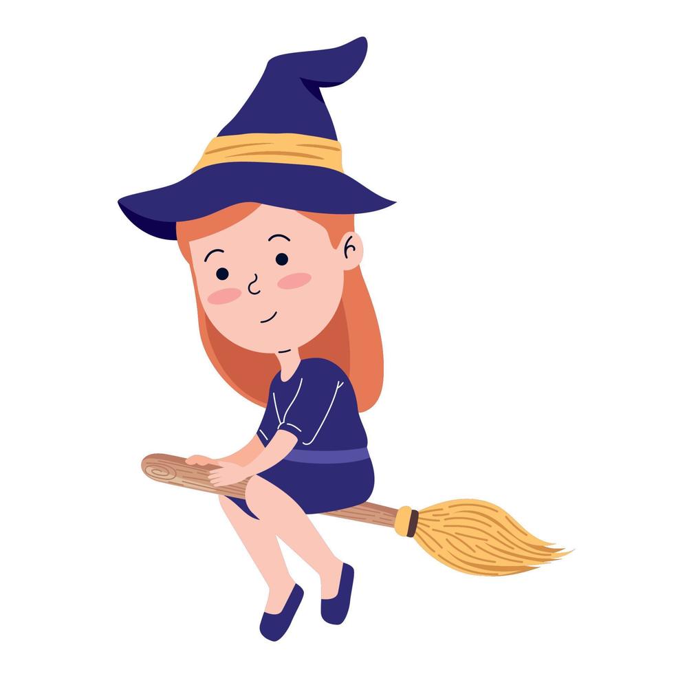 witch flying in broom vector