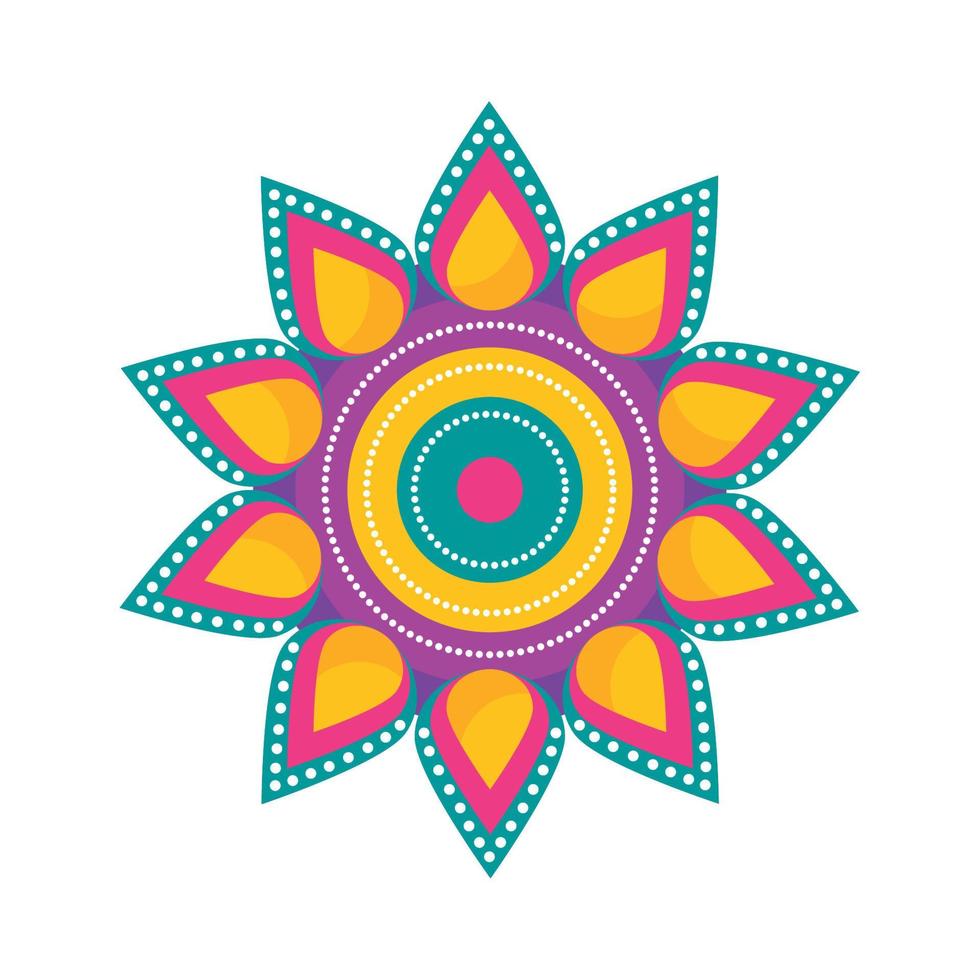 decoración de mandala de diwali amarillo vector