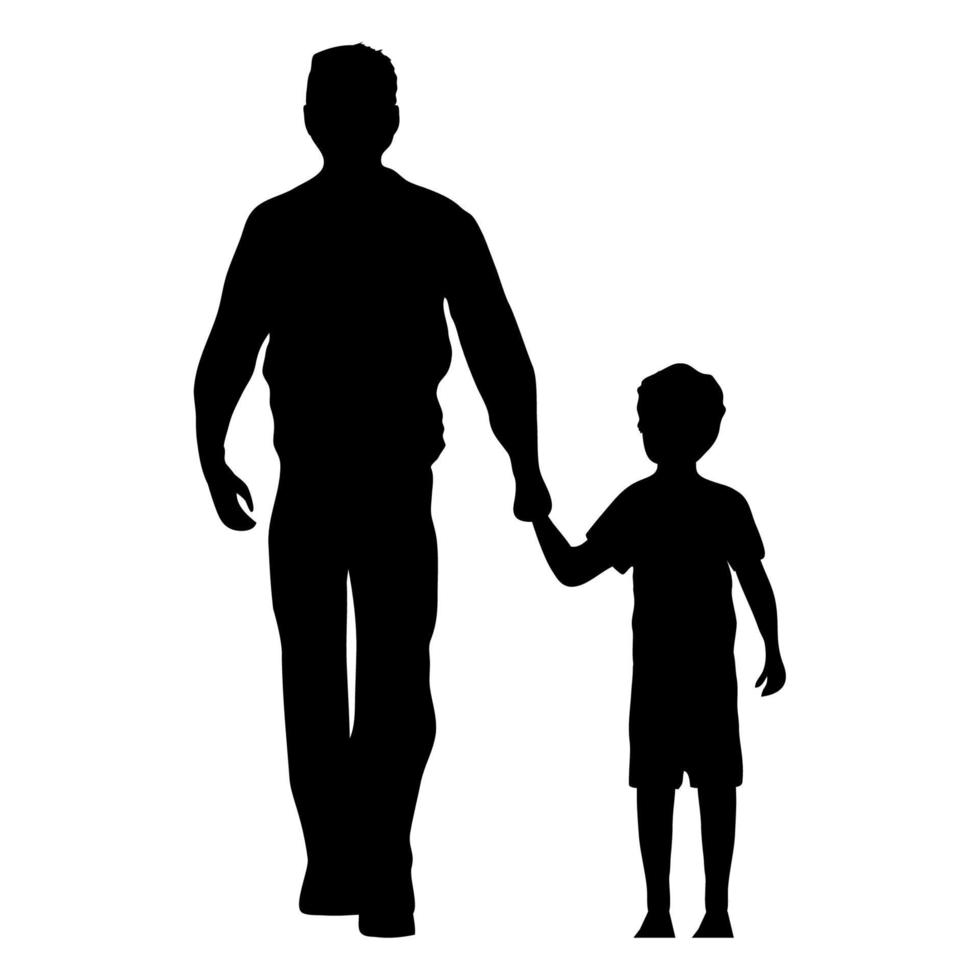 father walking with son vector