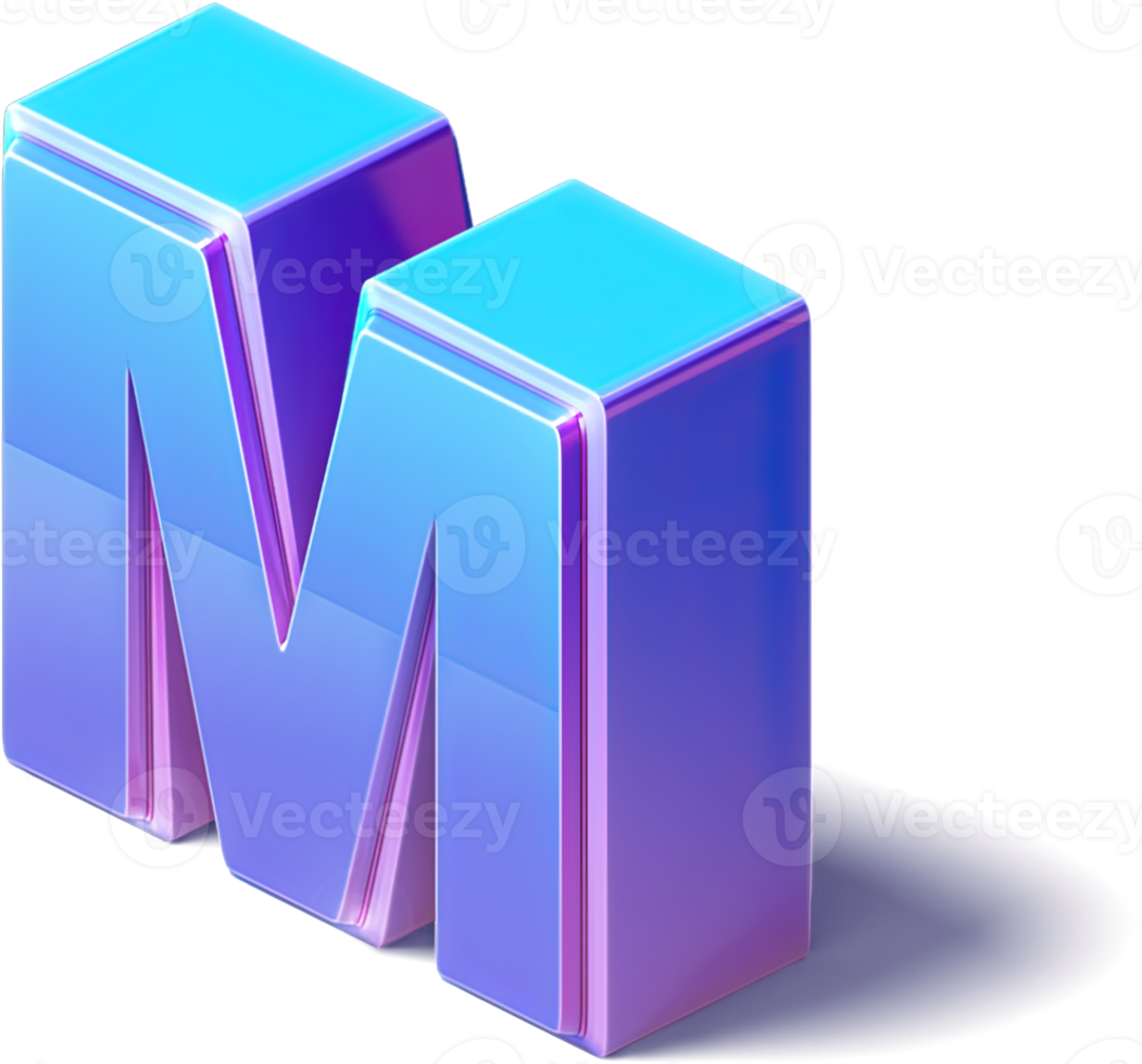 buchstabe m 3d isometrisch png