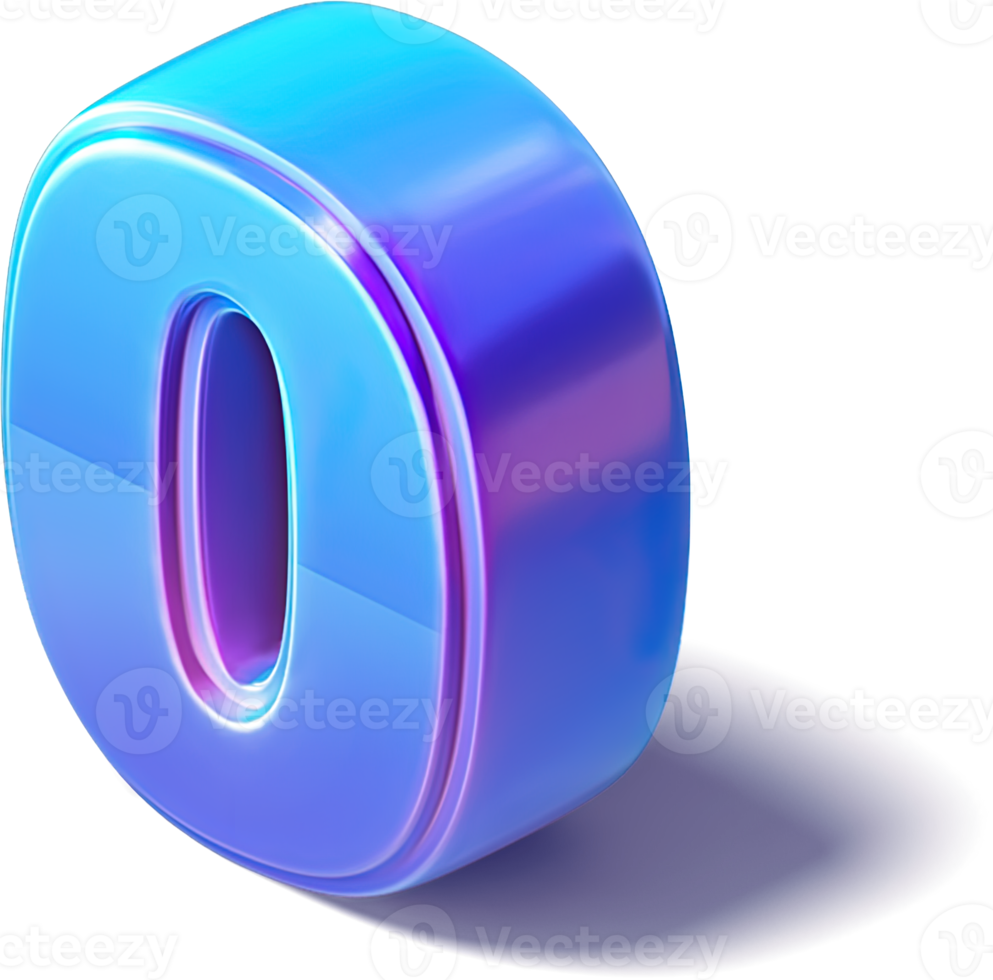 Number 0 Zero 3D Isometric png