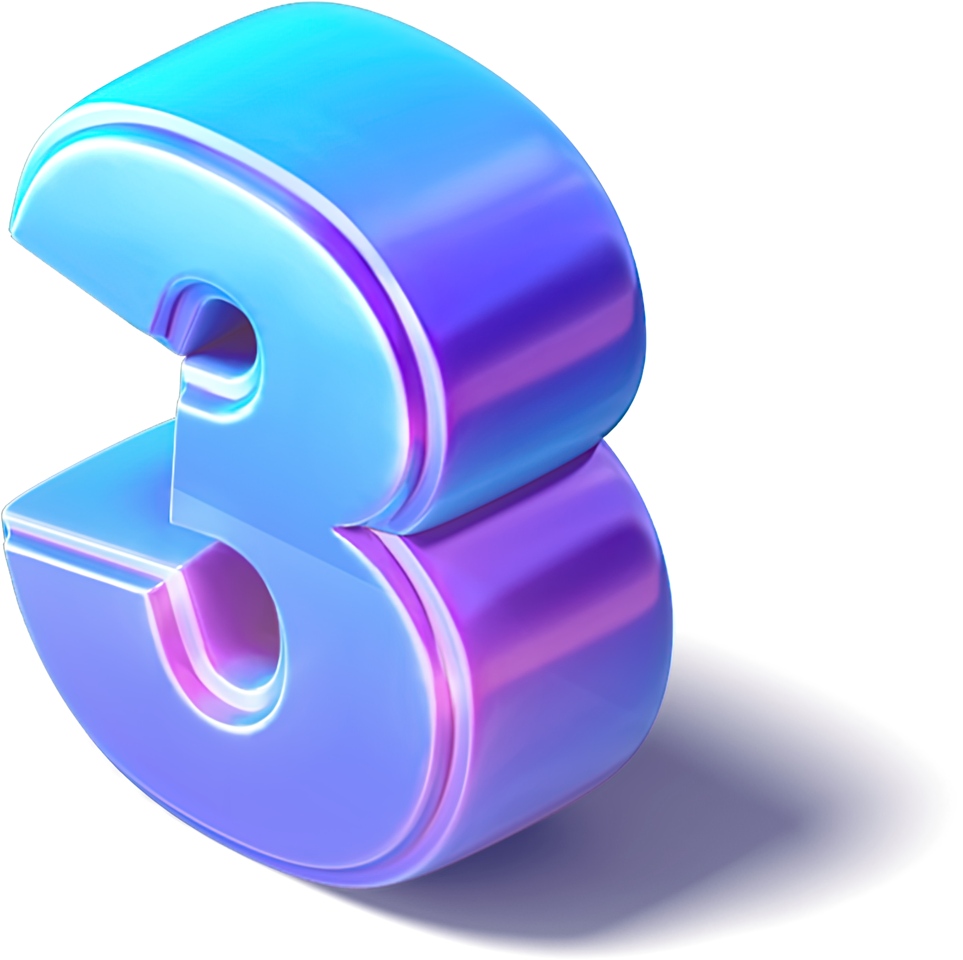 Free número 3 tres 3d isométrica 12488007 PNG with Transparent Background