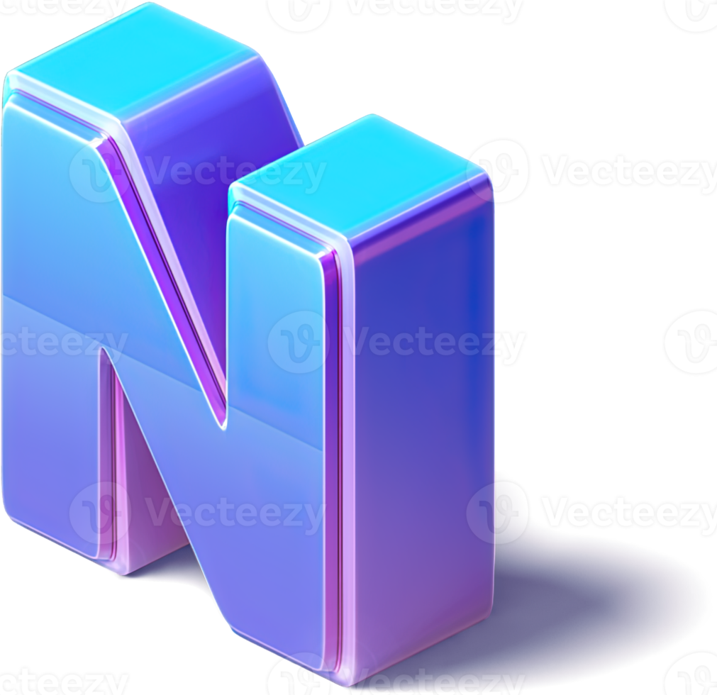 Letter N 3D Isometric png