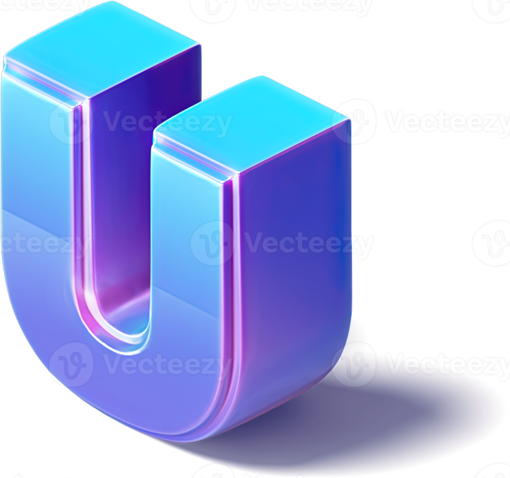 Letter U 3D Isometric png