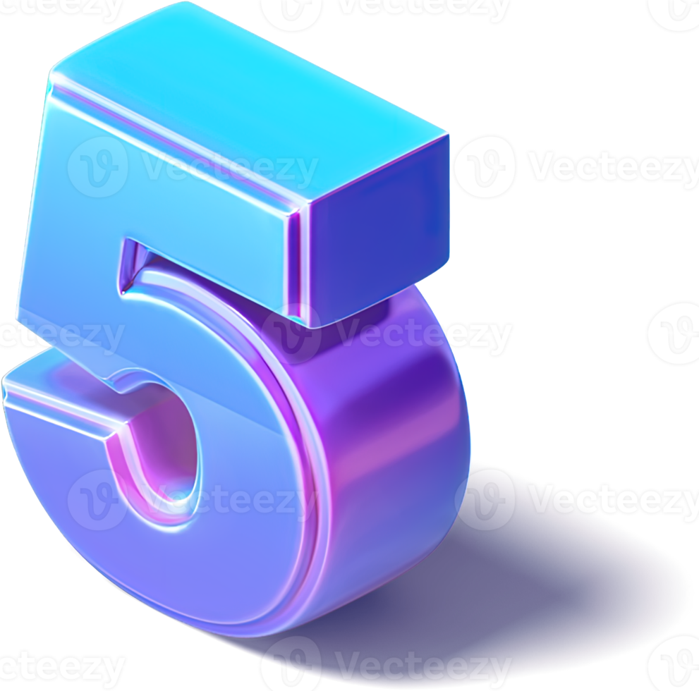 Number 5 Five 3D Isometric png