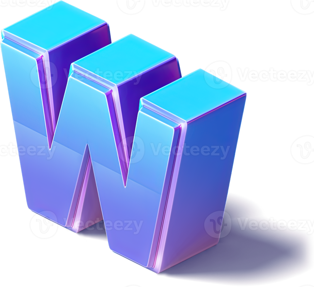 Letter W 3D Isometric png