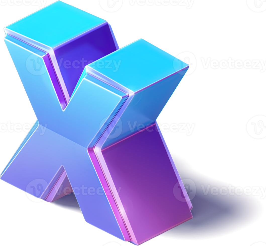 lettre x 3d isométrique png