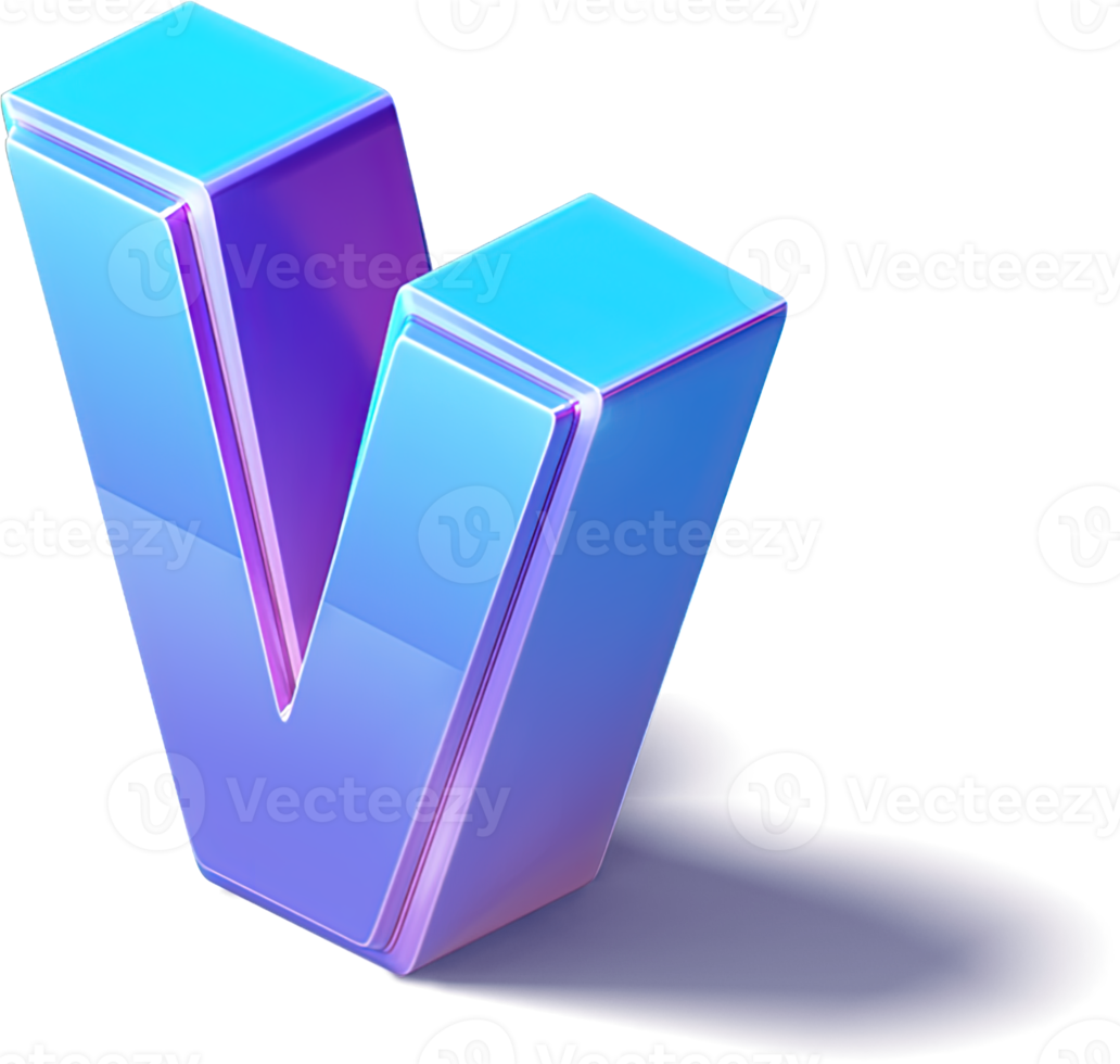 Letter V 3D Isometric png