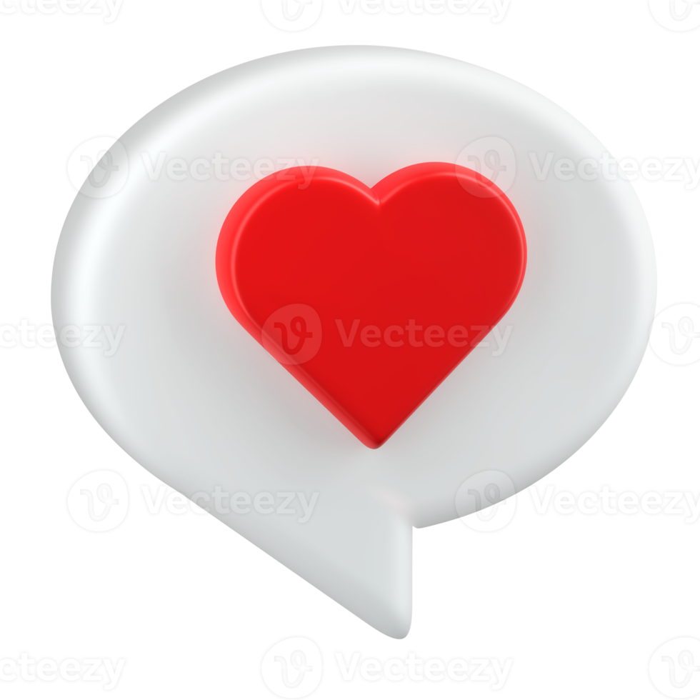 Message balloon with heart 3D Illustration png