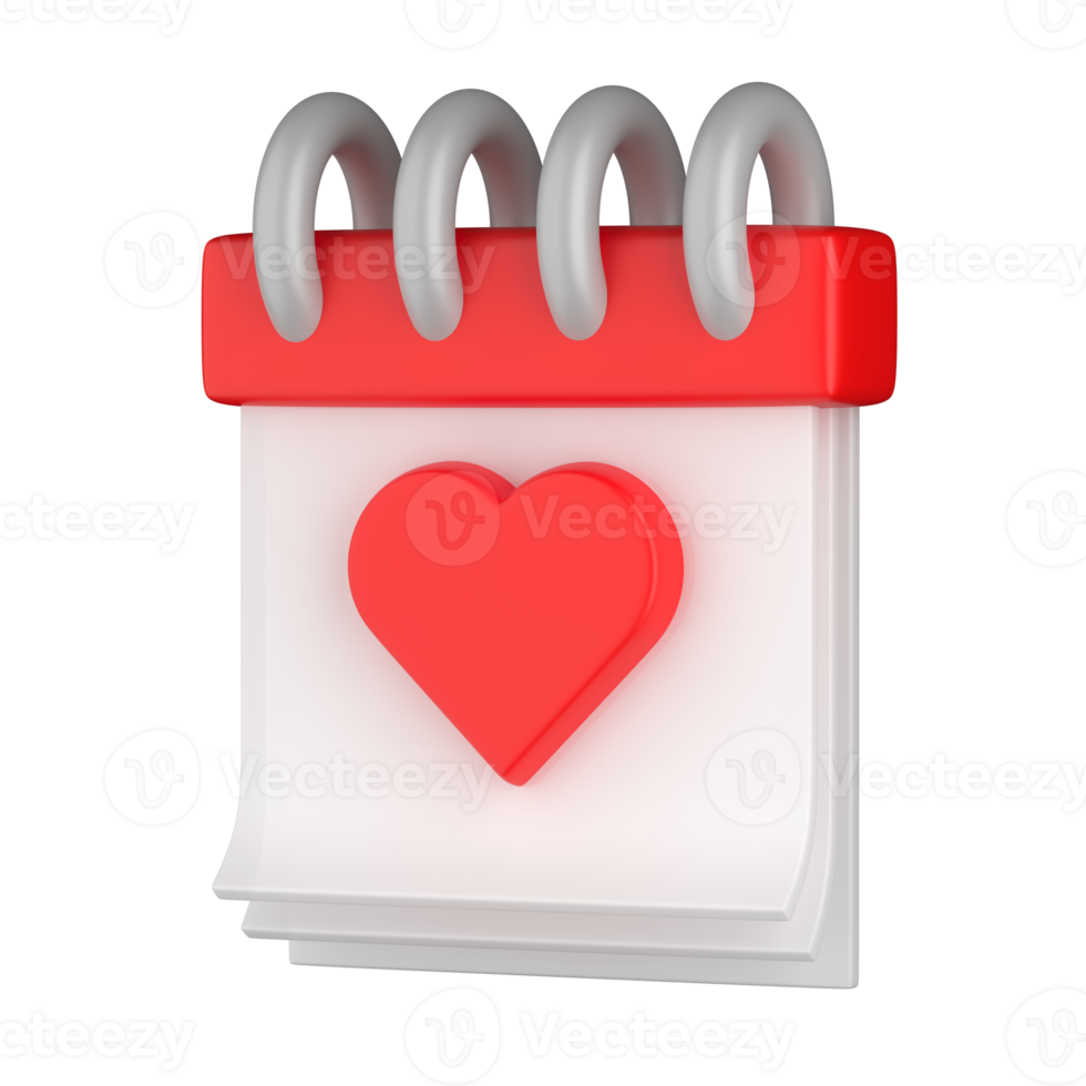 Note with Heart 3D Illustration png