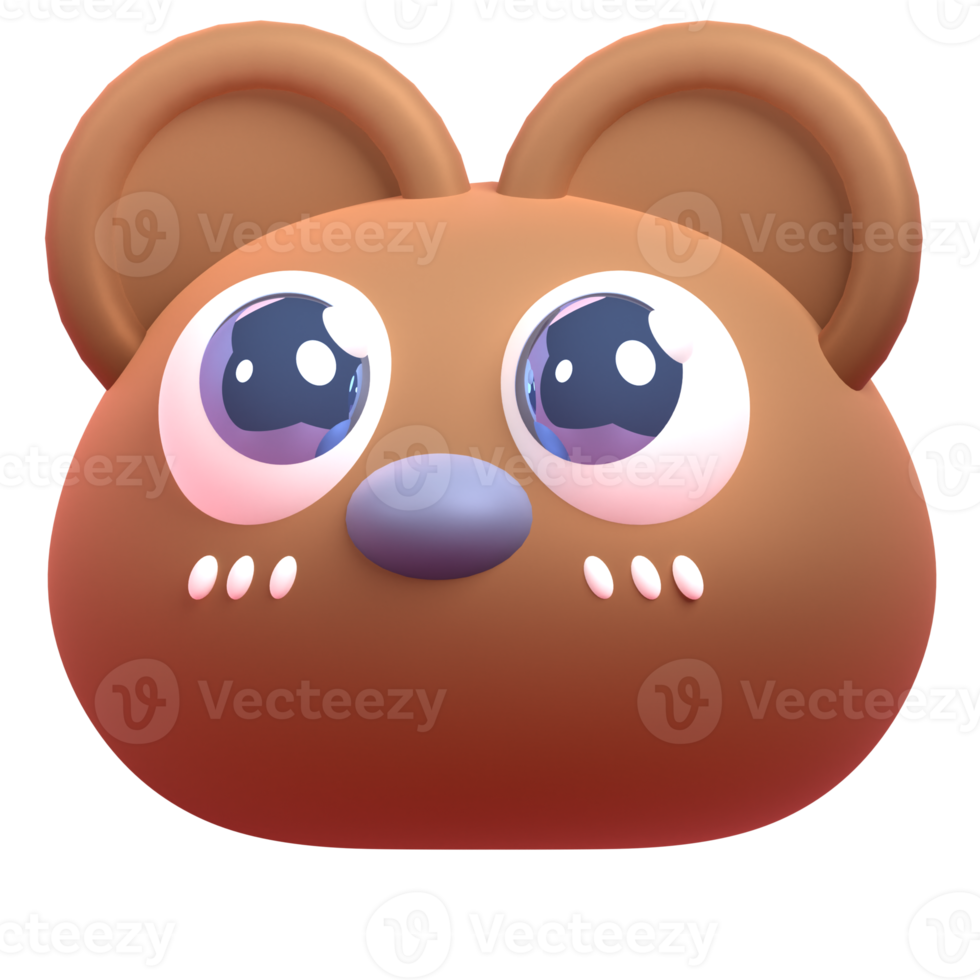 Bear in 3d render for graphic asset web presentation or other png