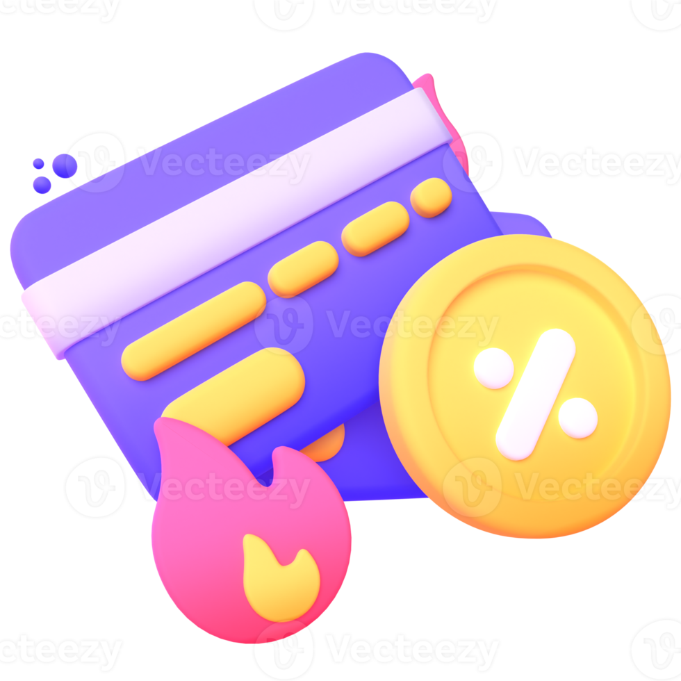 Credit Card  in 3d render for graphic asset web presentation or other png