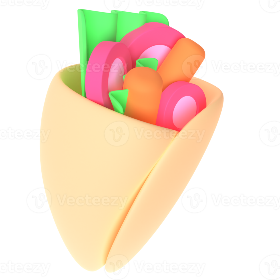 Kebab in 3d render for graphic asset web presentation or other png