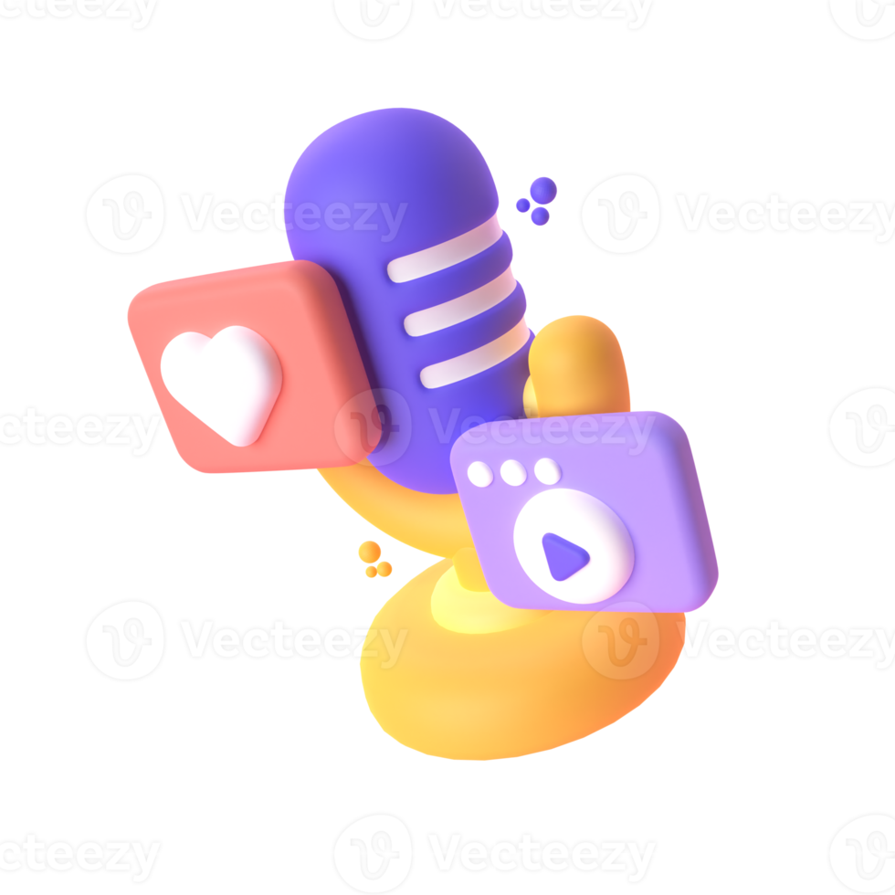 Microphone  in 3d render for graphic asset web presentation or other png