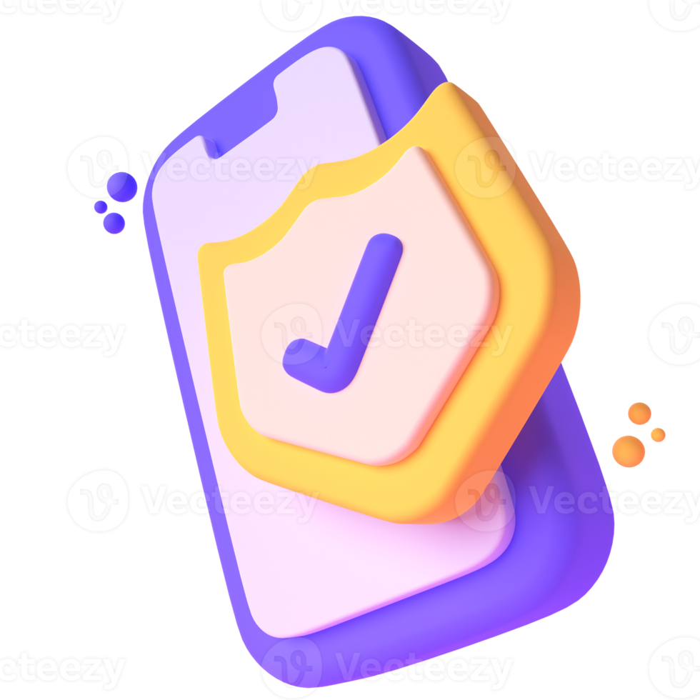 Protected Phone in 3d render for graphic asset web presentation or other png